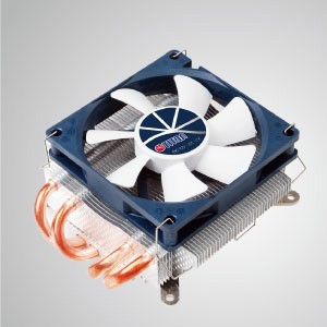 Refroidisseur de CPU universel à profil bas avec 4 tuyaux de chaleur DC et ventilateur PWM de 80 mm / Hauteur de 46 mm / TDP 130W