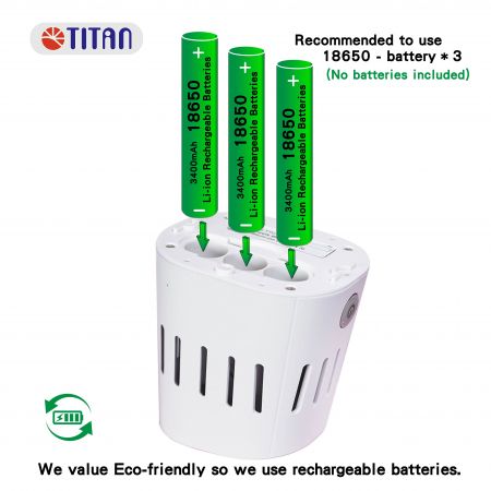 Der Kühlschrankventilator wird mit einer wiederaufladbaren 3,7V 18650 grünen Batterie betrieben.