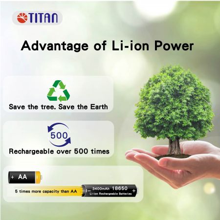 Écologique - Équipé d'une batterie Li-ion rechargeable pour être respectueux de l'environnement.