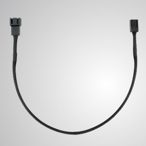 3-Pin All Black Braided Cooling Fan Extension Cable - 300mm Length - 3-Pin All Black Braided Fan Extension Cable
