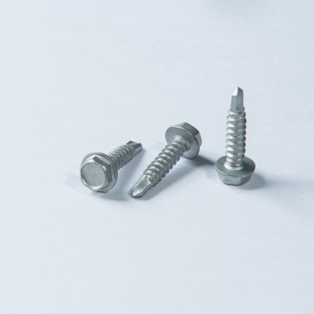 Chamfered Hex Washer Head Drilling Tail - Chamfered Hex Washer Head w/ Drilling Thread, Trivalent Dacromet on Screw Surface