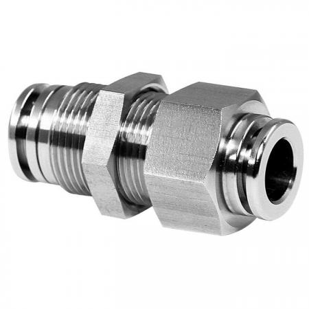 Stainless-steel Push-in Pneumatic Fittings Bulkhead Union - Push-in Pneumatic Fittings Bulkhead Unions.