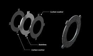 Arruelas de arrasto multidisco híbridas de aço inoxidável e carbono, até 9 kg de arrasto máximo