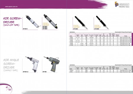 GISON Air ScrewDriver (Shut-Off Type), Air Angle ScrewDriver (Impact Type)