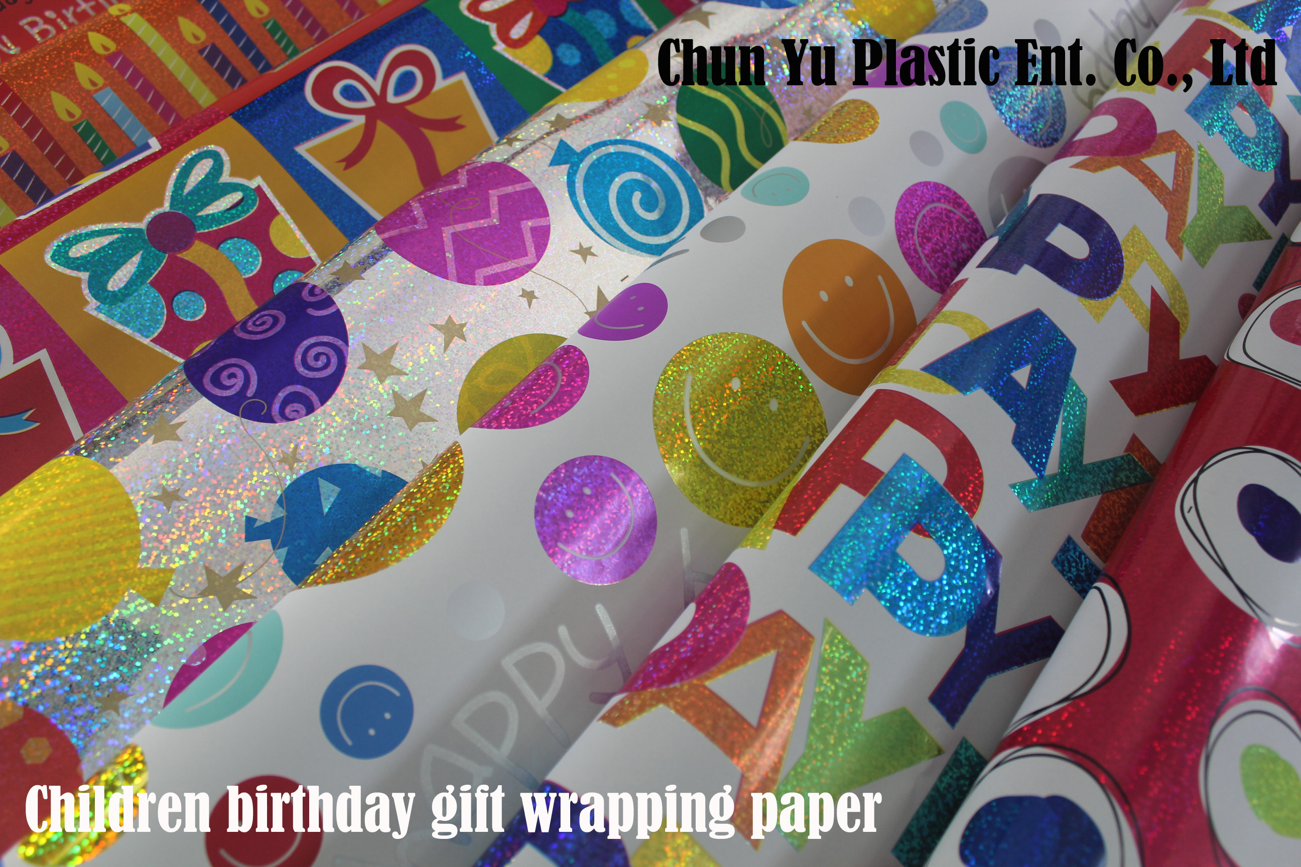 Premium custom printed gift wrapping paper for kids, children, boys, girls and birthday presents packaging directly from factory
