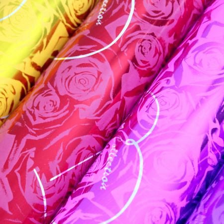 photo of rose flower kids girls metallic BOPP gift wrapping paper for birthday parties