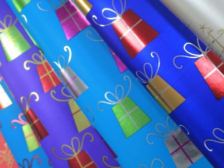 Model No. CYP08-EM059 Premium gift boxes metallic Christmas gift wrapping paper - 60gram shiny gift boxes metallized wrapping paper for Christmas gifts