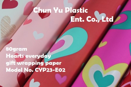 Model No. CYP23-E02: 80gram Hearts Everyday Gift Wrapping Paper