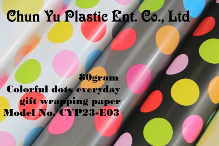Model No. CYP23-E03: 80gram Colorful Dots Everyday Gift Wrapping Paper