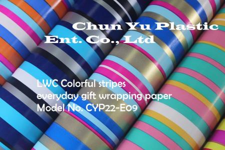 Model No. CYP23-E09: 80gram Colorful Stripes Everyday Gift Wrapping Paper - 80gram gift wrapping paper printed with Colorful Stripes designs for gift preparing