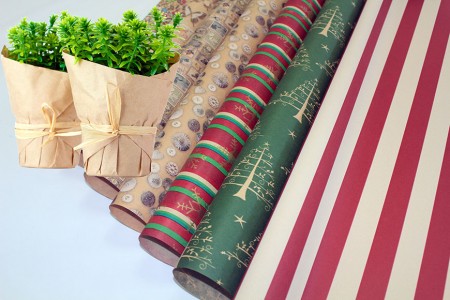 Brown Kraft Paper With Printing Flower Wrapping & Gift Wrapping Paper