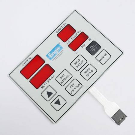 Teclado de botão de relevo plano - Interruptor de membrana vermelho personalizado