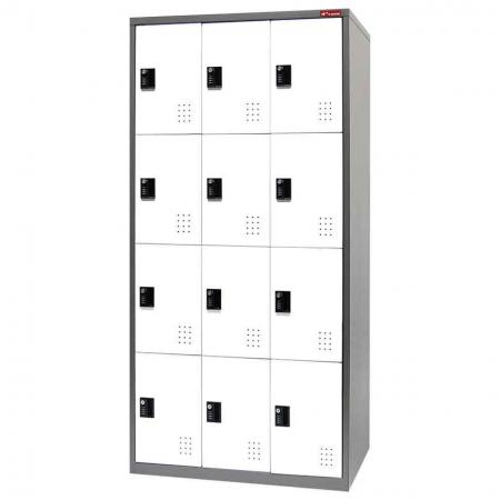 Metal Locker Cabinet, 4 Tier, 12 Compartments