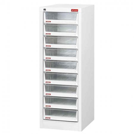 Floor Cabinet with 9 drawers in 1 column for A4 paper (6.6L per drawer) - Showroom or shared office filing becomes a breeze with these steel cabinets with plastic drawers from SHUTER.