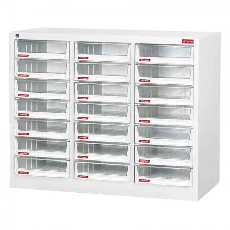 Floor Cabinet with 21 drawers in 3 columns for A4 paper (6.6L per drawer)