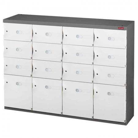 Mixed Door Office Storage Credenza for Shoes or Office Storage - 4 Medium Doors and 12 Small Doors in 4 Columns