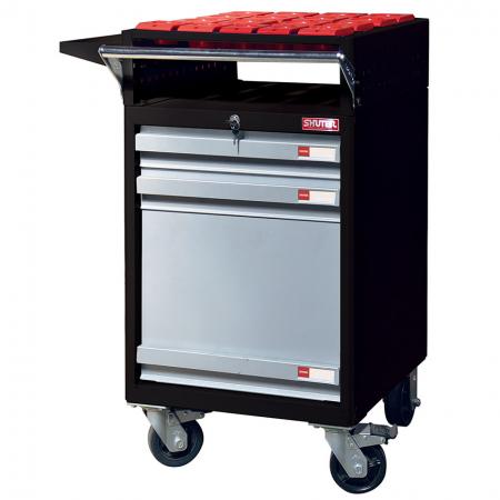 CNC Tool Storage Trolley with 4 Top-Mounted Tool Holders and 3 In-Drawer Tool Holders