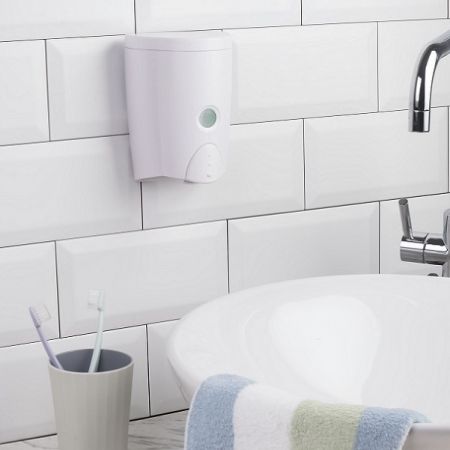 موزع صابون الحمام سهل التعبئة * 580 مل - موزع صابون المطبخ القابل للتعبئة بسهولة وتركيبه على الحائط
