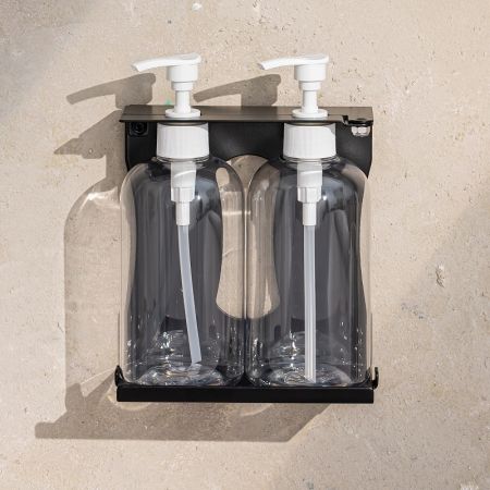 Soporte para botella de amenidades de hotel con una cerradura - Estante doble bloqueable para dispensador