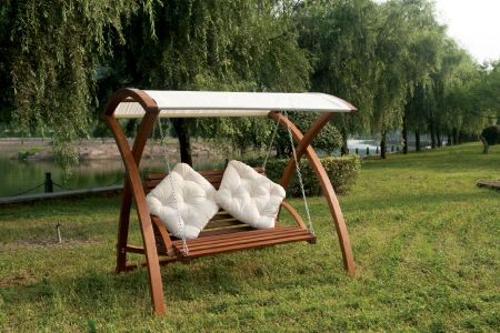 Solid wood swing set with sunshade