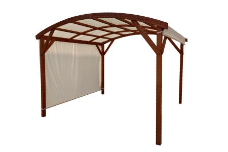 8 x 8 Leisure Hardtop Solid wood Arched Pergola Frame with Adjustable Canopy Shade - Outdoor paulownia gazebo frame with roof