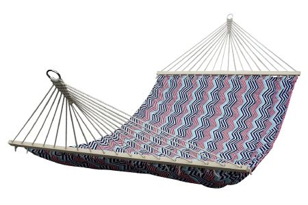 Indoor & Outdoor Single and Double Portable Hanging Cotton Hammock Cloth With Metal Buckle Hook and Carrying Bag - Polyester cotton hammock with tough hooks