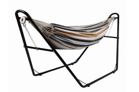 Camping Portable Metal Universal Hammock Stand with Cotton Hammock Cloth and Heavy-Duty Hardware Anti-Rust Fasteners - Stable high load portable leisure hammock stand