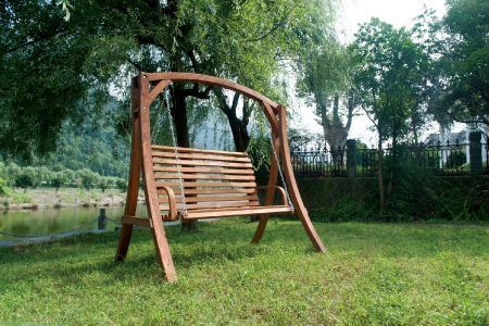 All Weather 2 Seat Leisure Garden Swing (Loading 240kg) - Two-person high-load solid wood swing seat