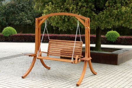 Park Simple solid wooden Swing (Load 240kg) - Double solid wood swing seat with armrests